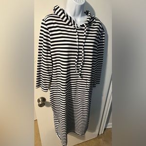 Missky brand-knit striped pullover hooded dress-XXL